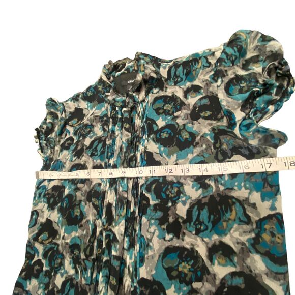 Macys Alfani brand 100% Silk Blouse Top Shirt Blue Black Lined Size 4 - Picture 9 of 10